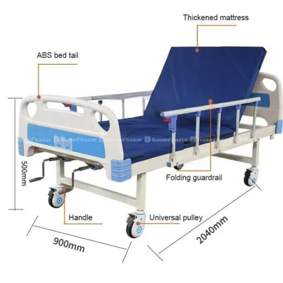 Semi Fold ABS Panel Bed with side rails, matress & wheels
